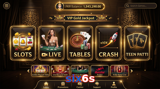 Main screen of Six6s casino page for PK players